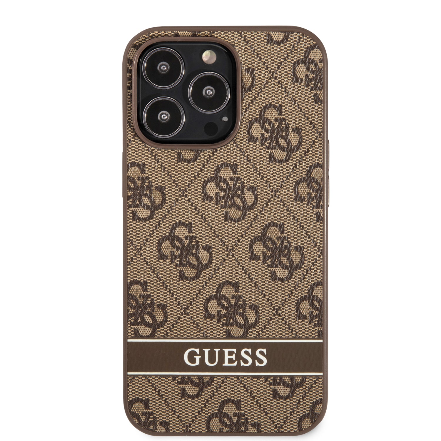 Guess "4G Logo Collection" Printed Stripe Θήκη προστασίας από δερματίνη – iPhone 13 Pro (Καφέ)