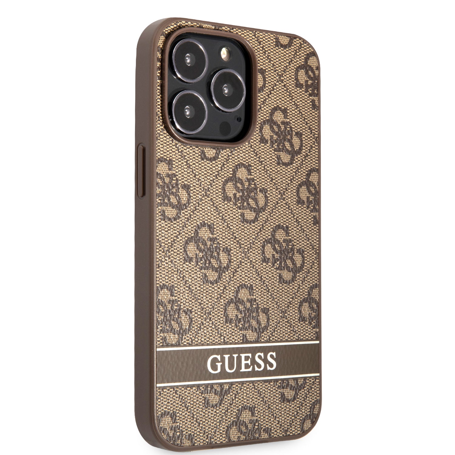 Guess "4G Logo Collection" Printed Stripe Θήκη προστασίας από δερματίνη – iPhone 13 Pro (Καφέ)