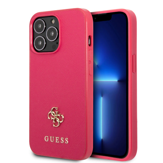 Guess "Small 4G Logo Collection" Hard Case Saffiano Leather Θήκη Προστασίας Από Δερματίνη – Iphone 13 Pro (Ροζ) – Θήκη για κινητό από το PhoneBazaar.gr