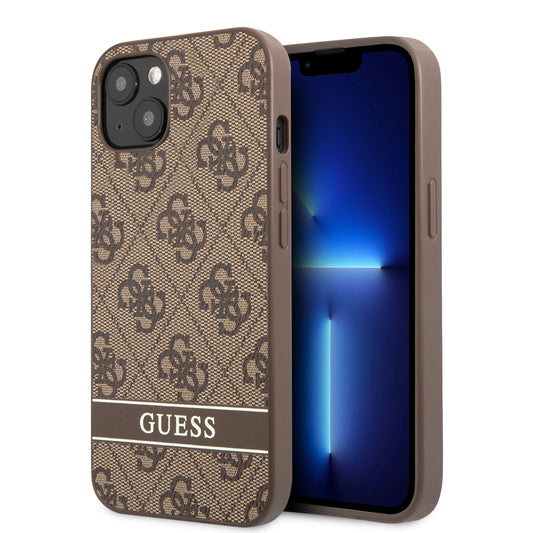 Guess "4G Logo Collection" Printed Stripe Θήκη Προστασίας Από Δερματίνη – Iphone 13 (Καφέ) – Θήκη για κινητό από το PhoneBazaar.gr