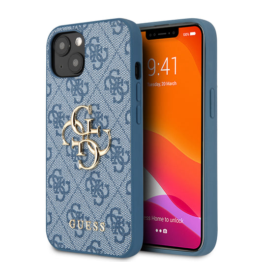 Guess “4G Logo Collection” Hard Case Pu Leather Θήκη Προστασίας Από Δερματίνη – Iphone 13 Mini (Μπλε) – Θήκη για κινητό από το PhoneBazaar.gr