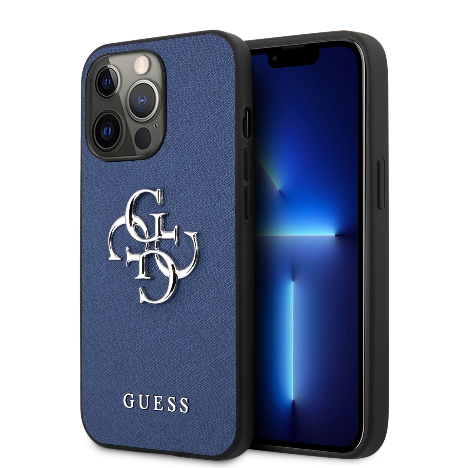 Guess “4G Logo Collection” Hard Case Pu Leather Θήκη Προστασίας Από Δερματίνη – Iphone 13 Pro Max (Μπλε) – Θήκη για κινητό από το PhoneBazaar.gr