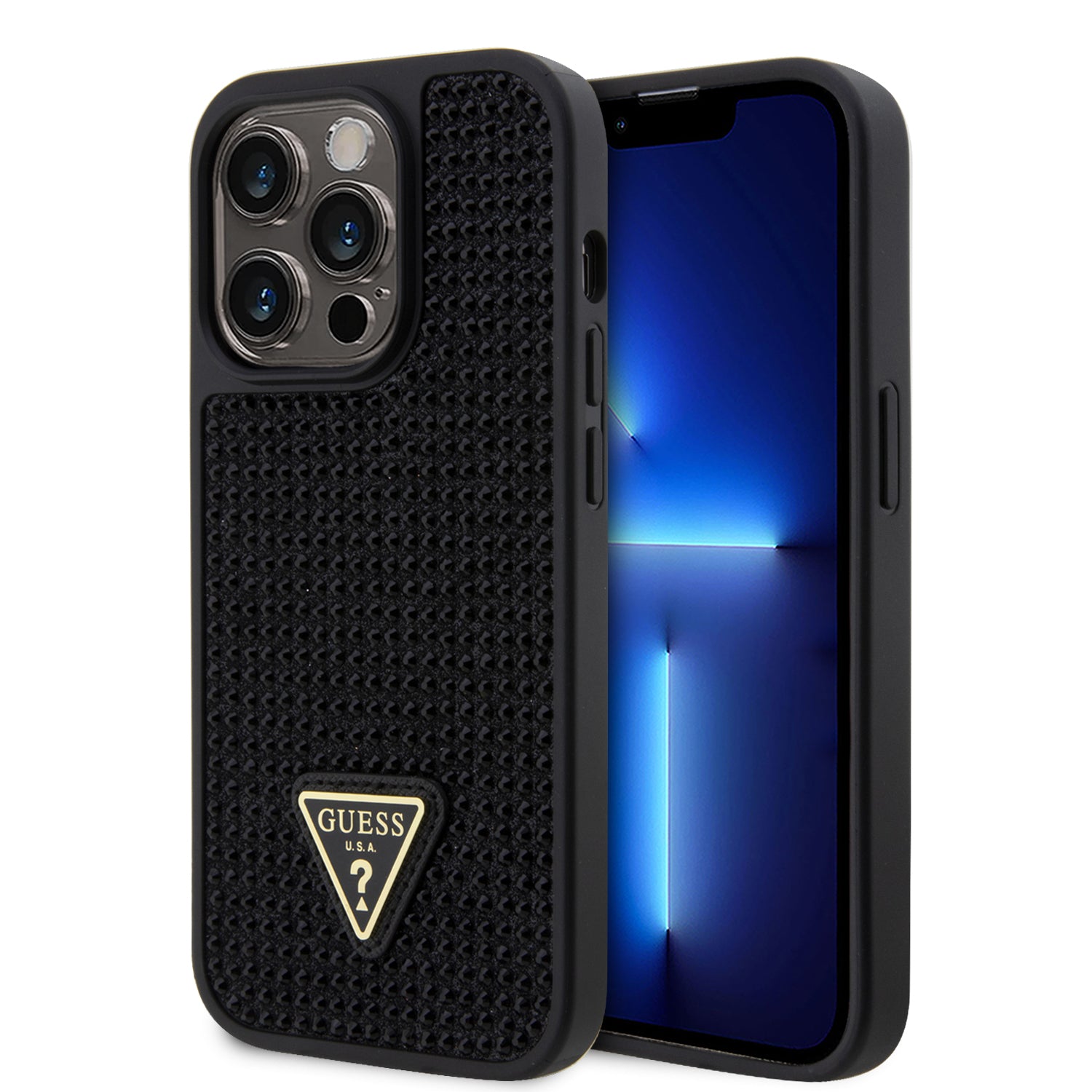 Guess “Rhinestones Triangle Metal Logo Collection” Θήκη Προστασίας Για Iphone 14 Pro (Μαυρο) – Θήκη για κινητό από το PhoneBazaar.gr