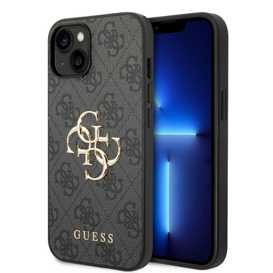 Guess "4G Logo Collection" Hard Case Pu Leather Θήκη Προστασίας Από Δερματίνη – Iphone 14 Plus  (Γκρι) – Θήκη για κινητό από το PhoneBazaar.gr
