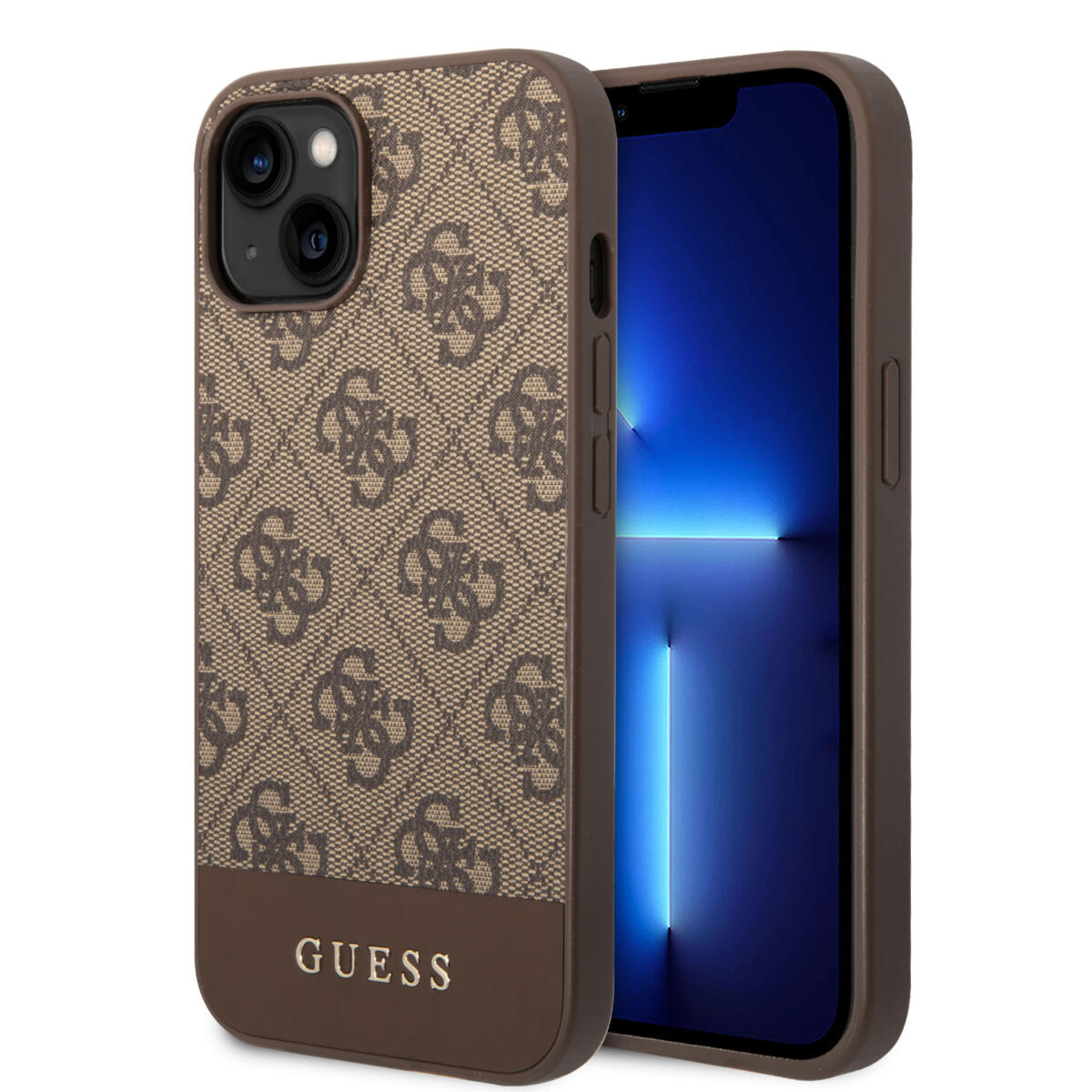Guess "4G Logo Collection" Printed Stripe Θήκη Προστασίας Από Δερματίνη – Iphone 14 Plus (Καφέ) – Θήκη για κινητό από το PhoneBazaar.gr