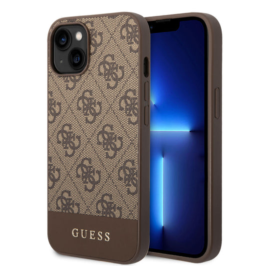 Guess "4G Logo Collection" Printed Stripe Θήκη Προστασίας Από Δερματίνη – Iphone 14 Plus (Καφέ) – Θήκη για κινητό από το PhoneBazaar.gr