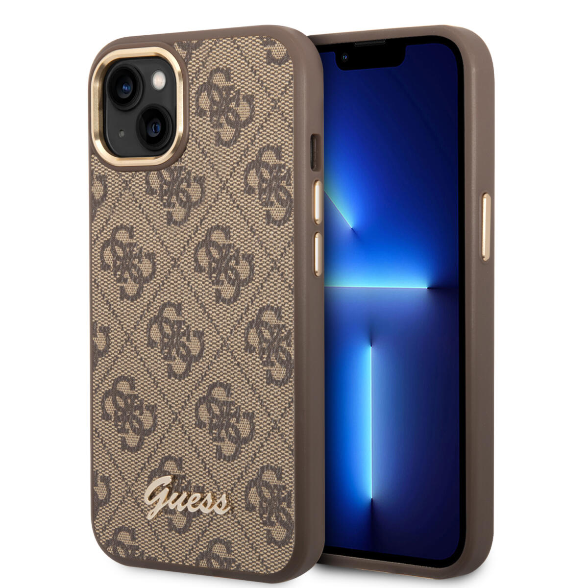 Guess “4G Logo Collection” Script Metal Logo Θήκη Προστασίας Από Δερματίνη – Iphone 14 Plus (Καφέ) – Θήκη για κινητό από το PhoneBazaar.gr