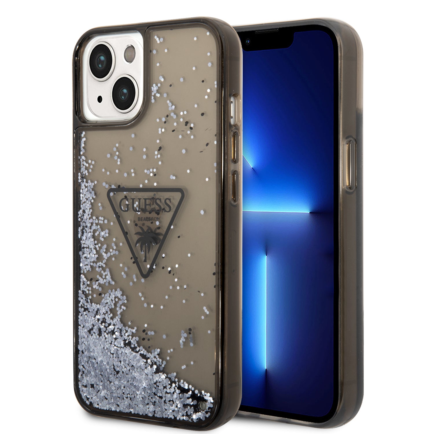 Guess “Metallic Triangle Glitter Logo Collection” Θήκη Προστασίας Από Σιλικόνη – Iphone 14 Plus (Black – Guhcp14Mlfctpk) – Θήκη για κινητό από το PhoneBazaar.gr