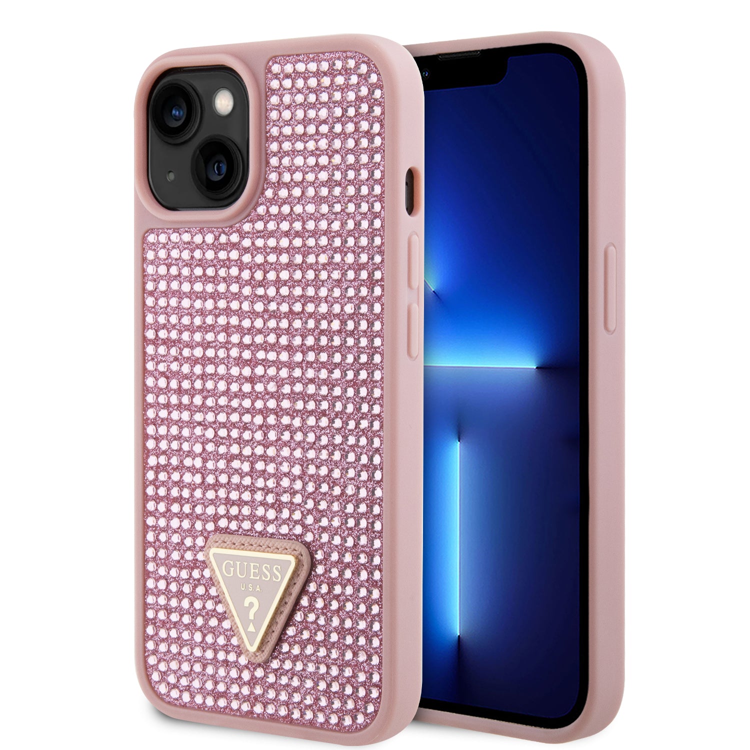 Guess “Rhinestones Triangle Metal Logo Collection” Θήκη Προστασίας Για Iphone 14 Plus (Ροζ) – Θήκη για κινητό από το PhoneBazaar.gr