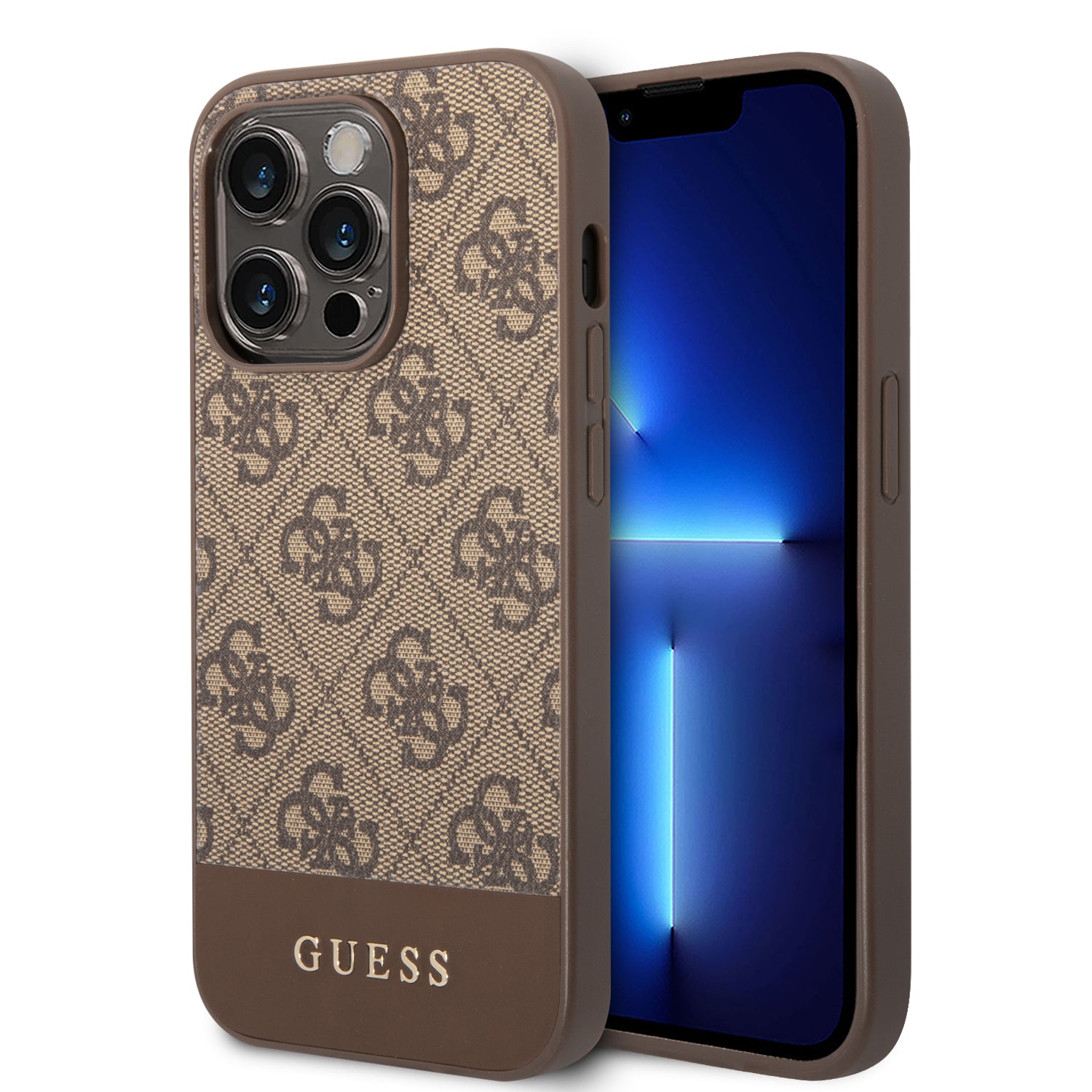 Guess "4G Logo Collection" Printed Stripe Θήκη Προστασίας Από Δερματίνη – Iphone 14 Pro Max (Καφέ) – Θήκη για κινητό από το PhoneBazaar.gr