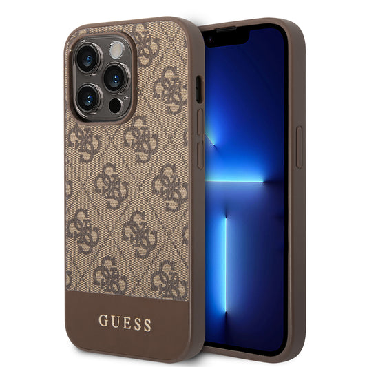 Guess "4G Logo Collection" Printed Stripe Θήκη Προστασίας Από Δερματίνη – Iphone 14 Pro Max (Καφέ) – Θήκη για κινητό από το PhoneBazaar.gr