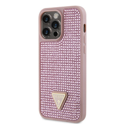 Guess “Rhinestones Triangle Metal Logo Collection” Θήκη Προστασίας Για Iphone 14 Pro Max (Ροζ) – Θήκη για κινητό από το PhoneBazaar.gr