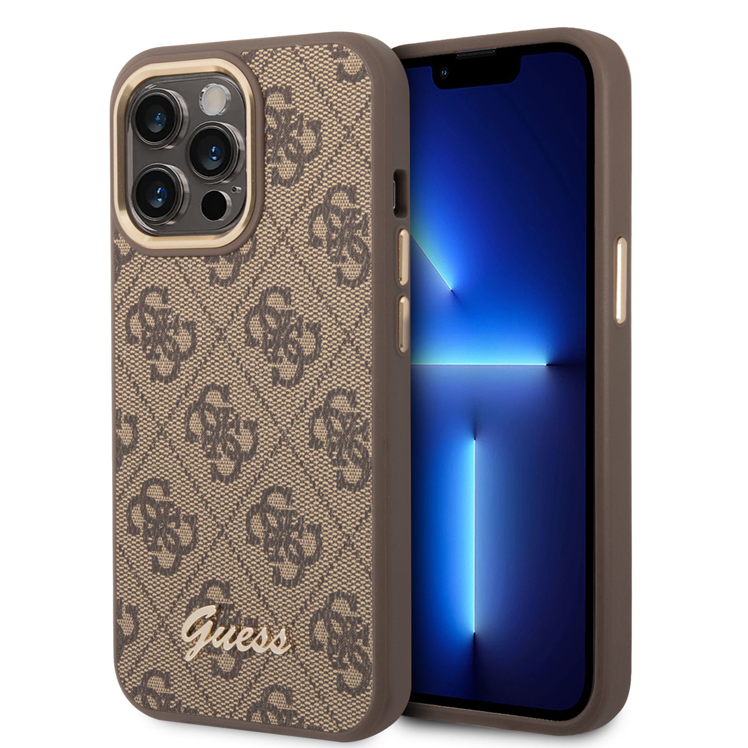 Guess “4G Logo Collection” Script Metal Logo Θήκη Προστασίας Από Δερματίνη – Iphone 14 Pro Max (Καφέ) – Θήκη για κινητό από το PhoneBazaar.gr