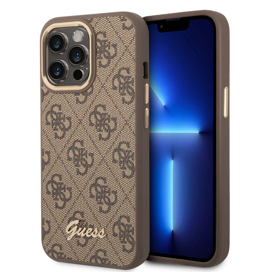 Guess “4G Logo Collection” Script Metal Logo Θήκη Προστασίας Από Δερματίνη – Iphone 14 Pro Max (Καφέ) – Θήκη για κινητό από το PhoneBazaar.gr