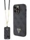 Guess “Triangle Metal Logo Strass Collection” Crossbody Case Θήκη Προστασίας Από Δερματίνη Με Λουράκι – Iphone 14 Pro Max (Μαύρο – Guhcp14Xp4Tdscpk) – Θήκη για κινητό από το PhoneBazaar.gr