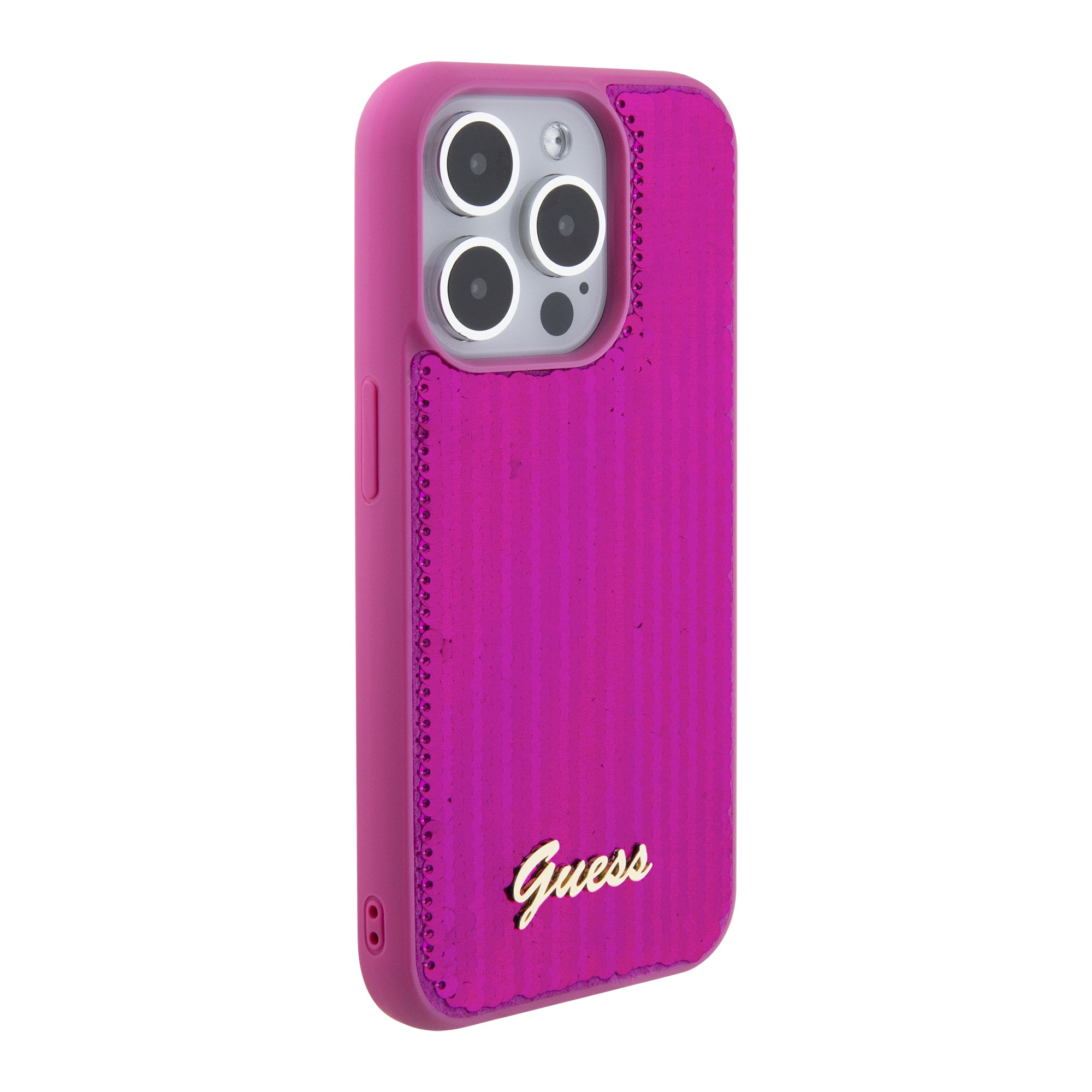 Guess "Sequin Script Metal" Hard Case iPhone 15 Pro (Fuchsia – GUHCP15LPSFDGSF)
