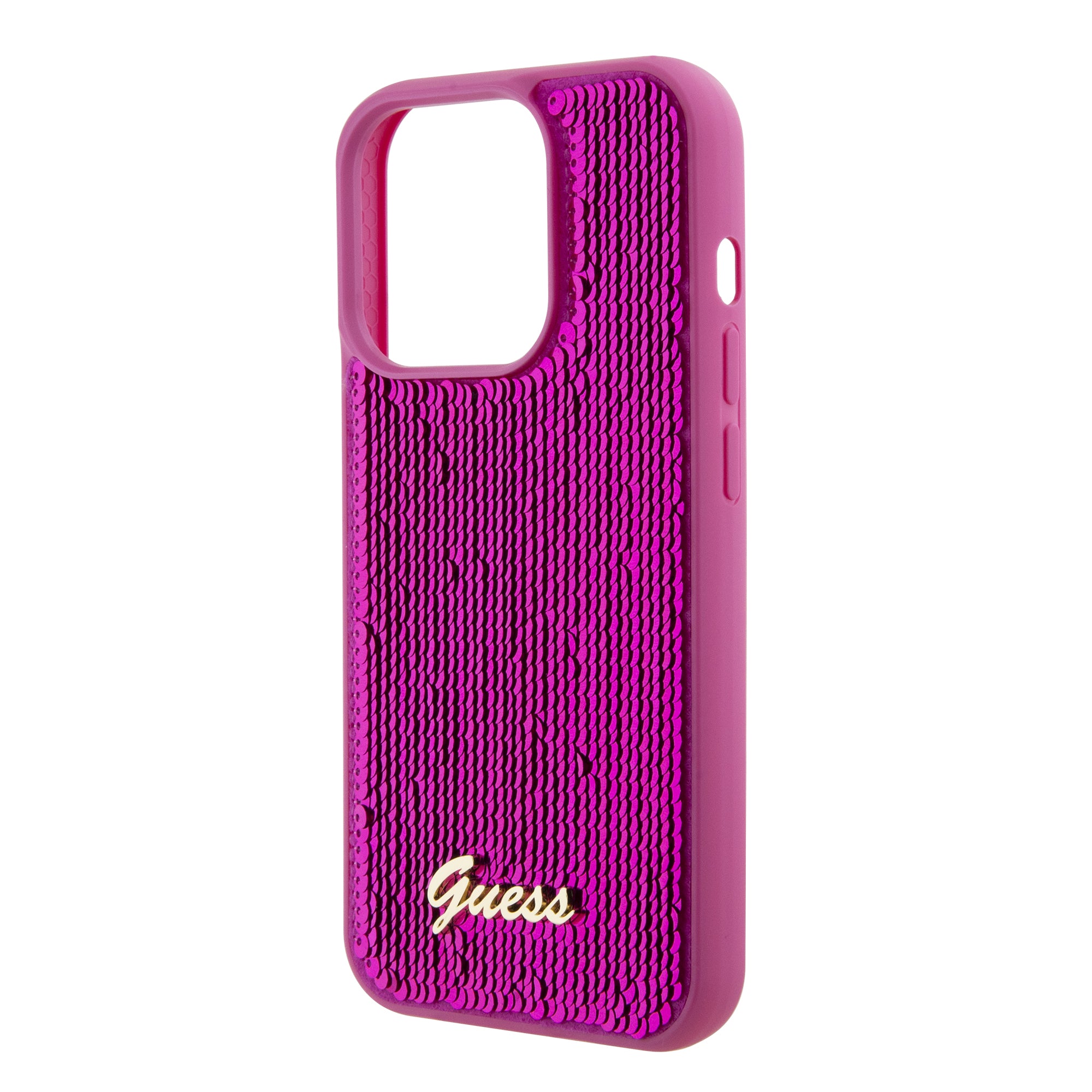 Guess "Sequin Script Metal" Hard Case iPhone 15 Pro (Fuchsia – GUHCP15LPSFDGSF)