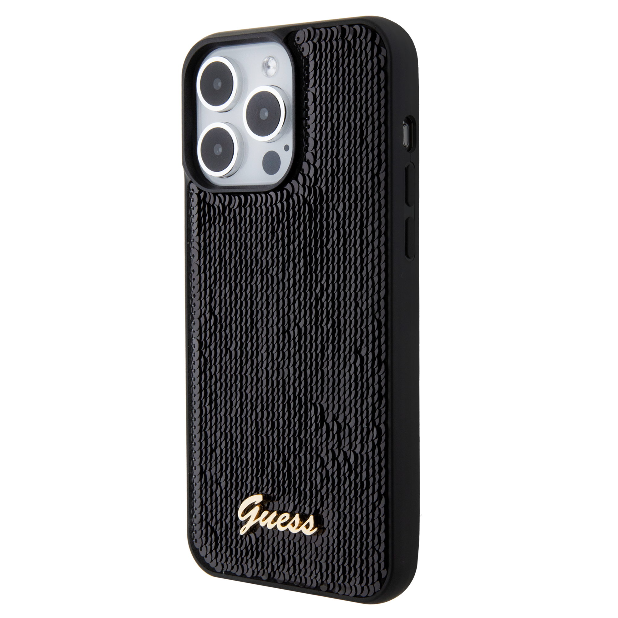 Guess "Sequin Script Metal" Hard Case iPhone 15 Pro (Black – GUHCP15LPSFDGSK)