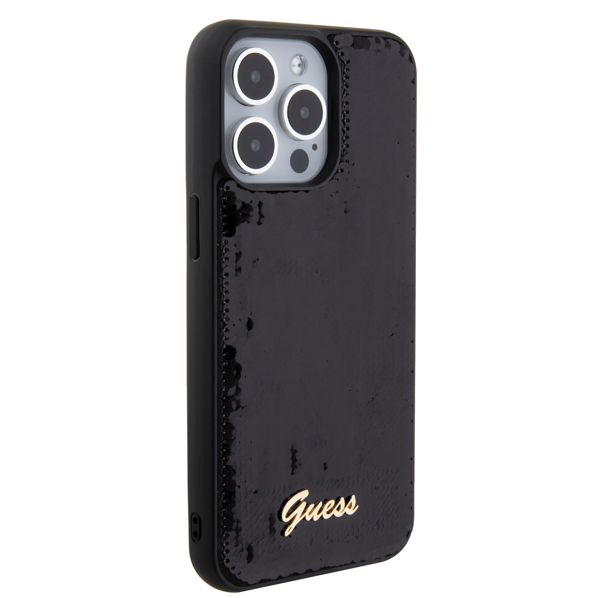 Guess "Sequin Script Metal" Hard Case iPhone 15 Pro (Black – GUHCP15LPSFDGSK)