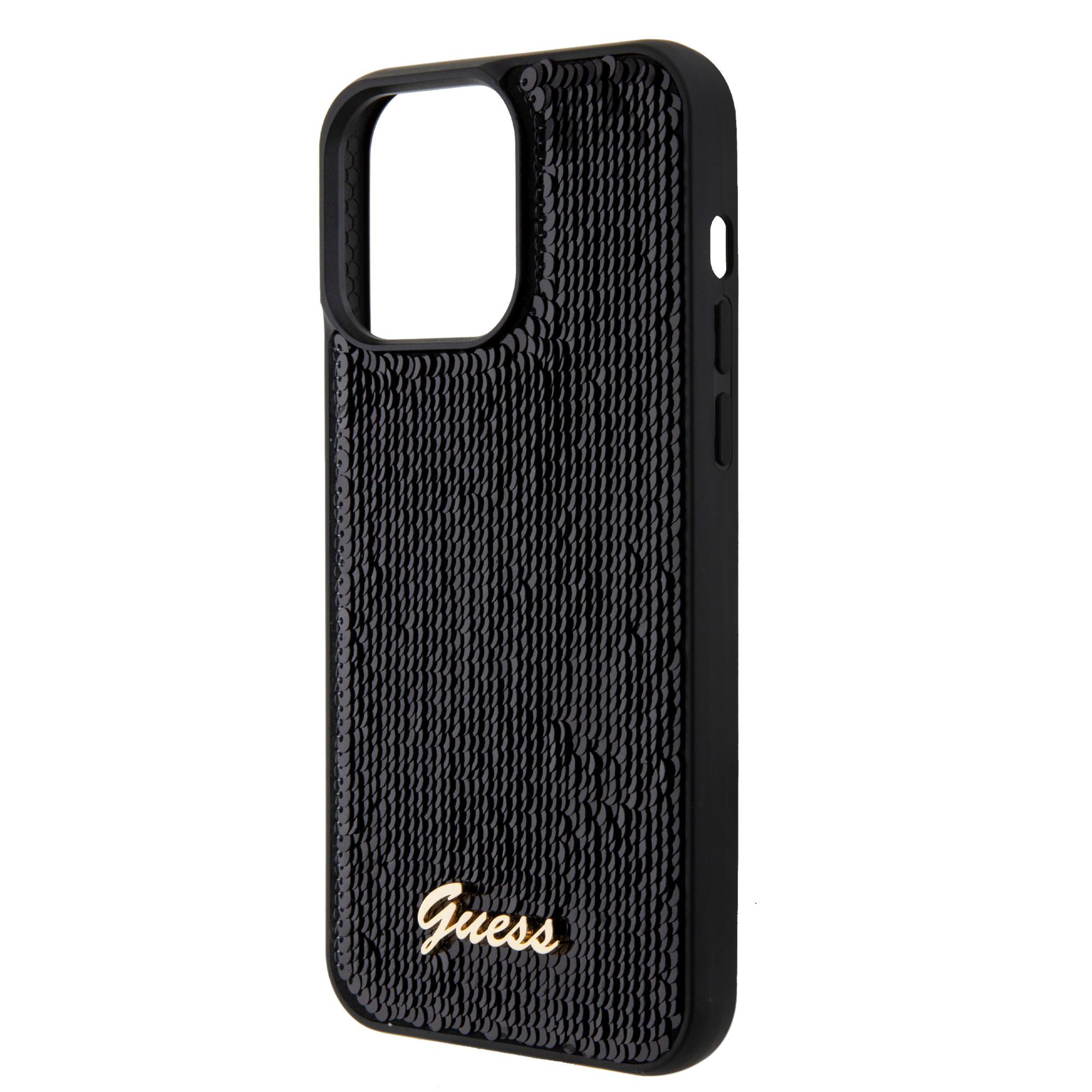 Guess "Sequin Script Metal" Hard Case iPhone 15 Pro (Black – GUHCP15LPSFDGSK)