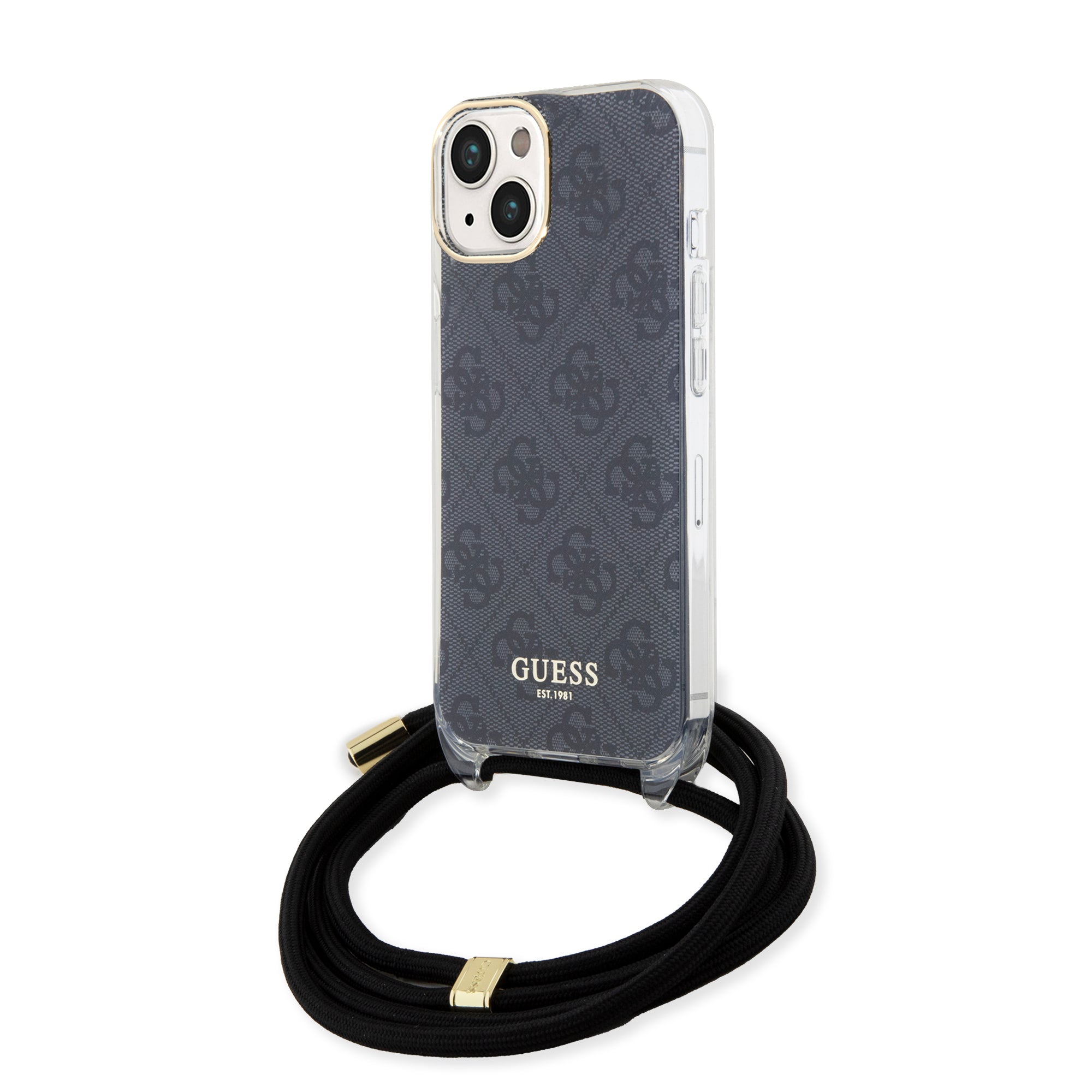 Guess "4G Logo Collection" Crossbody Hard Case Script Metal Logo Θήκη Προστασίας Από Σιλικόνη Με Λουράκι – Iphone 15 (Μαύρο – Guhcp15Shc4Sek) – Θήκη για κινητό από το PhoneBazaar.gr