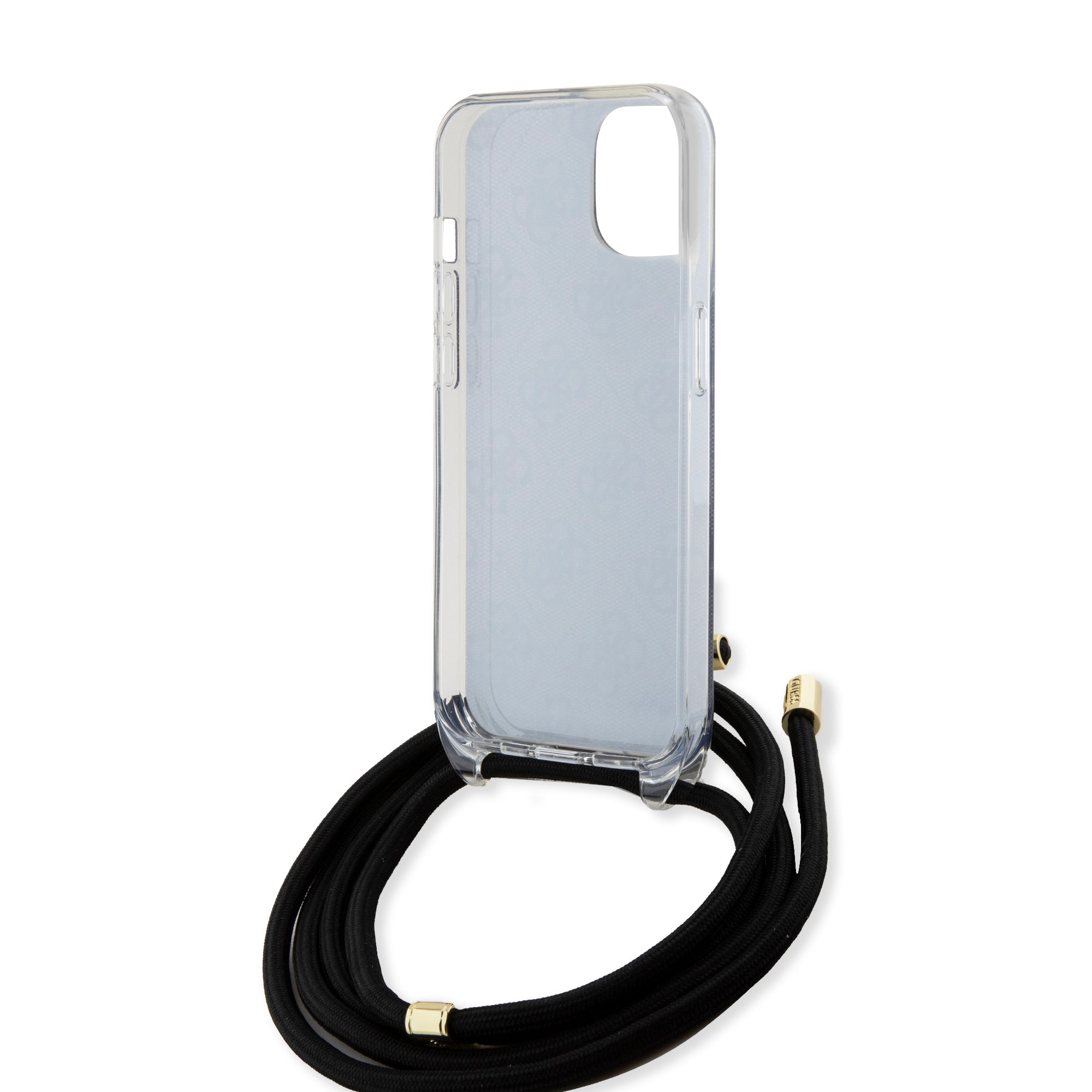 Guess "4G Logo Collection" Crossbody Hard Case Script Metal Logo Θήκη προστασίας από σιλικόνη με λουράκι – iPhone 15 (Μαύρο – GUHCP15SHC4SEK)