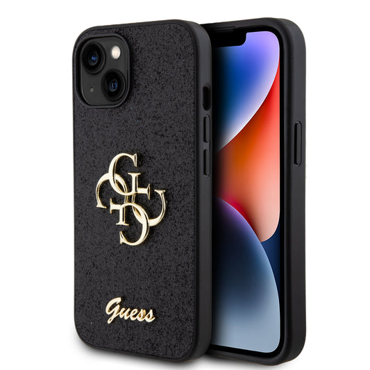 Guess Fixed Glitter 4G Logo Case Θήκη Προστασίας Από Σιλικόνη – Iphone 15 (Black – Guhcp15Shg4Sgk) – Θήκη για κινητό από το PhoneBazaar.gr