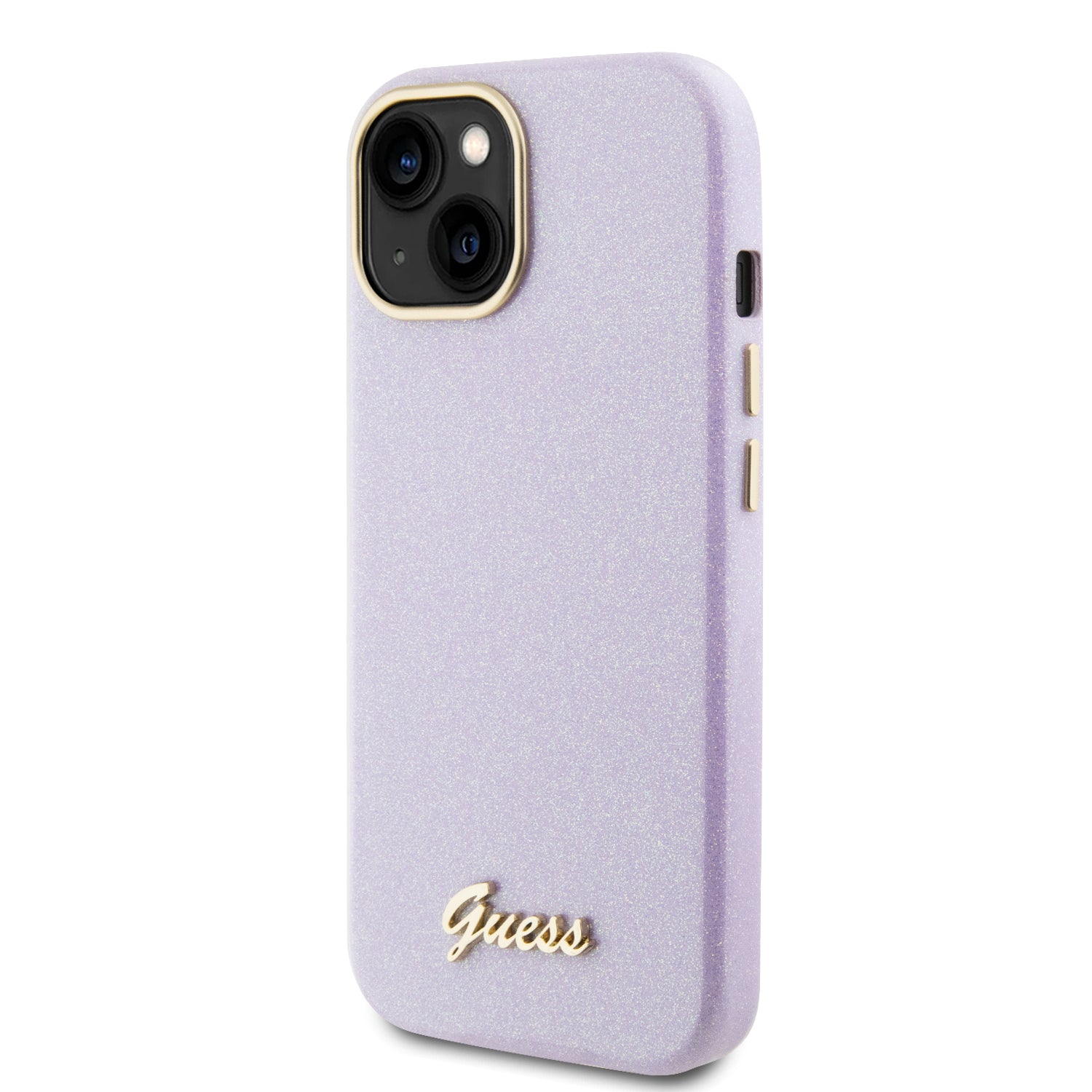 Guess Glitter Full Wrapped Glossy Case with Vintage Script Logo Θήκη προστασίας από σιλικόνη – iPhone 15 (Glitter Lilac –  GUHCP15SPGMCSL)
