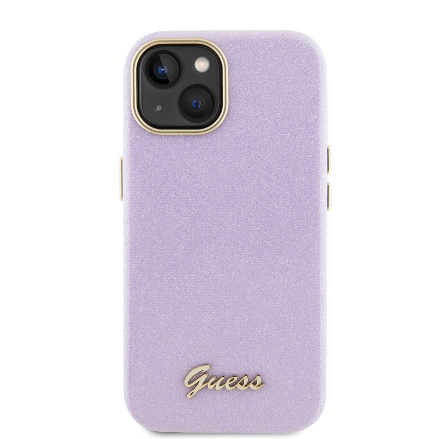 Guess Glitter Full Wrapped Glossy Case with Vintage Script Logo Θήκη προστασίας από σιλικόνη – iPhone 15 (Glitter Lilac –  GUHCP15SPGMCSL)