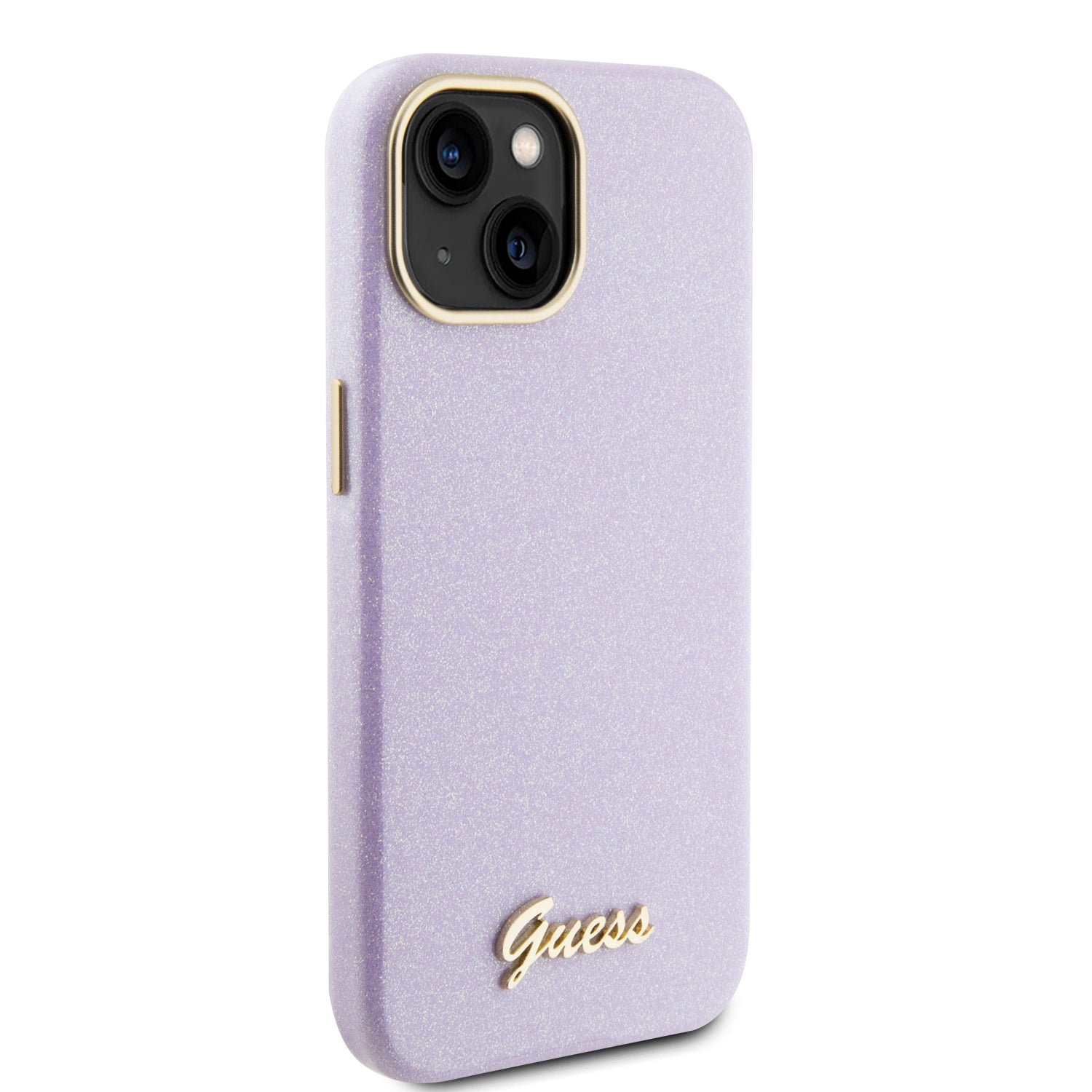 Guess Glitter Full Wrapped Glossy Case with Vintage Script Logo Θήκη προστασίας από σιλικόνη – iPhone 15 (Glitter Lilac –  GUHCP15SPGMCSL)