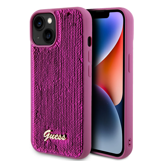 Guess "Sequin Script Metal" Hard Case Iphone 15 (Fuchsia – Guhcp15Spsfdgsf) – Θήκη για κινητό από το PhoneBazaar.gr