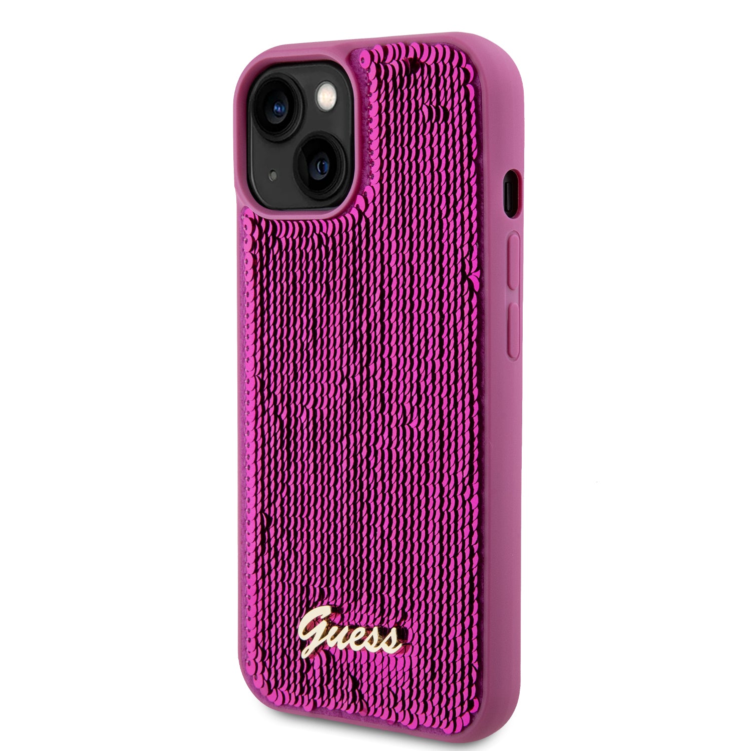 Guess "Sequin Script Metal" Hard Case iPhone 15 (Fuchsia – GUHCP15SPSFDGSF)