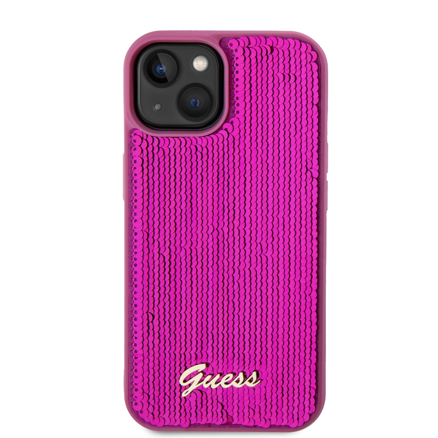 Guess "Sequin Script Metal" Hard Case iPhone 15 (Fuchsia – GUHCP15SPSFDGSF)