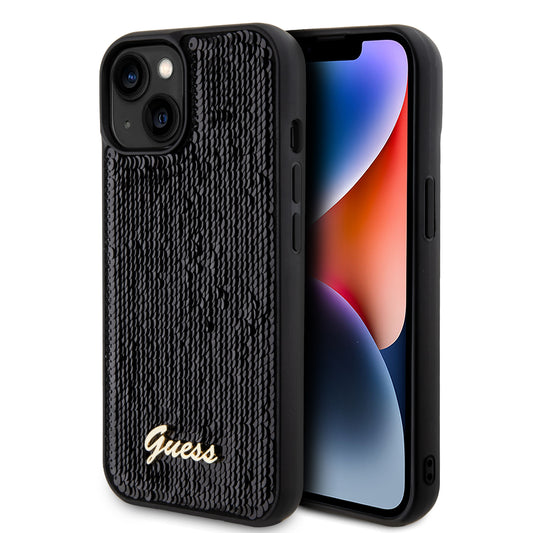 Guess "Sequin Script Metal" Hard Case Iphone 15 (Black – Guhcp15Spsfdgsk) – Θήκη για κινητό από το PhoneBazaar.gr
