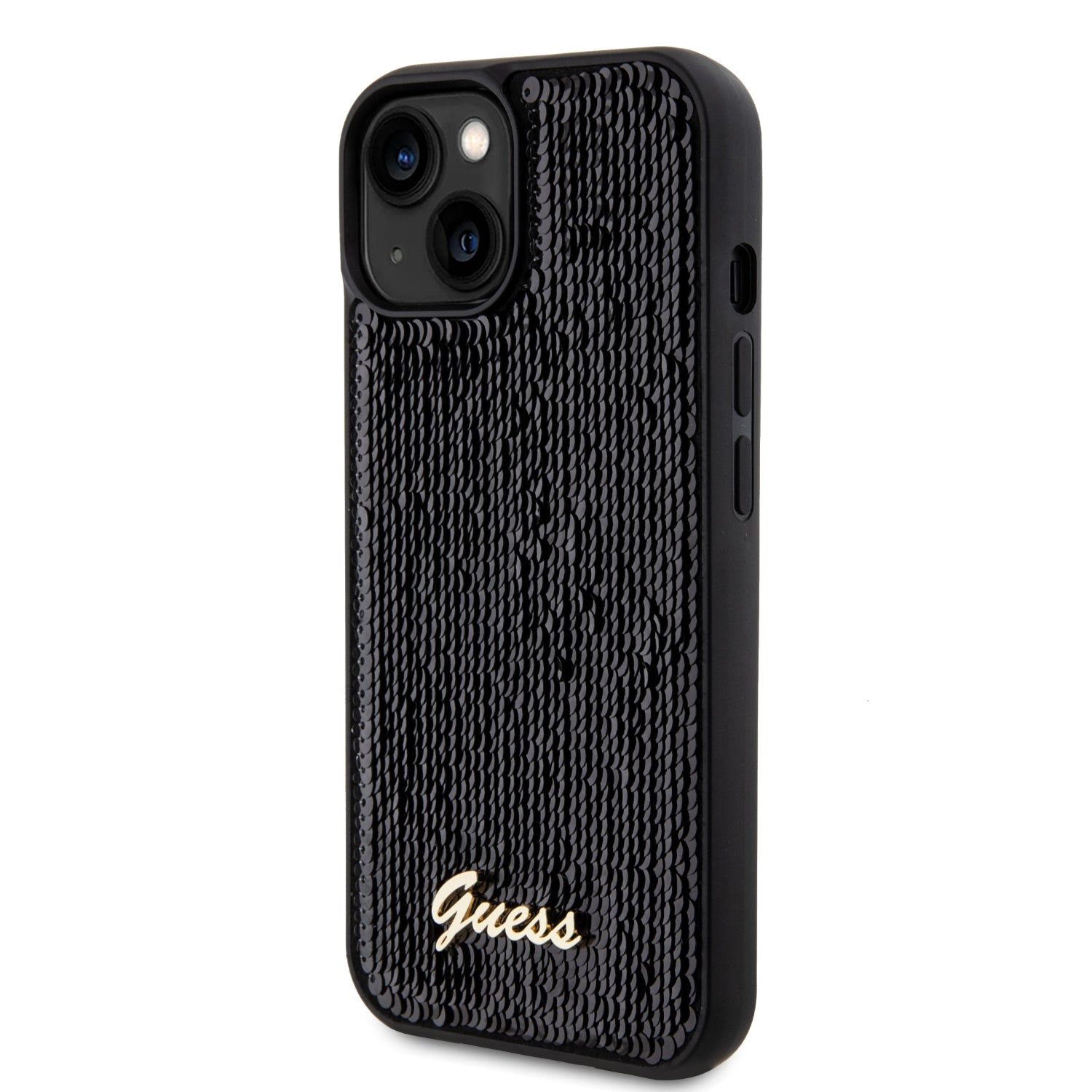 Guess "Sequin Script Metal" Hard Case iPhone 15 (Black – GUHCP15SPSFDGSK)