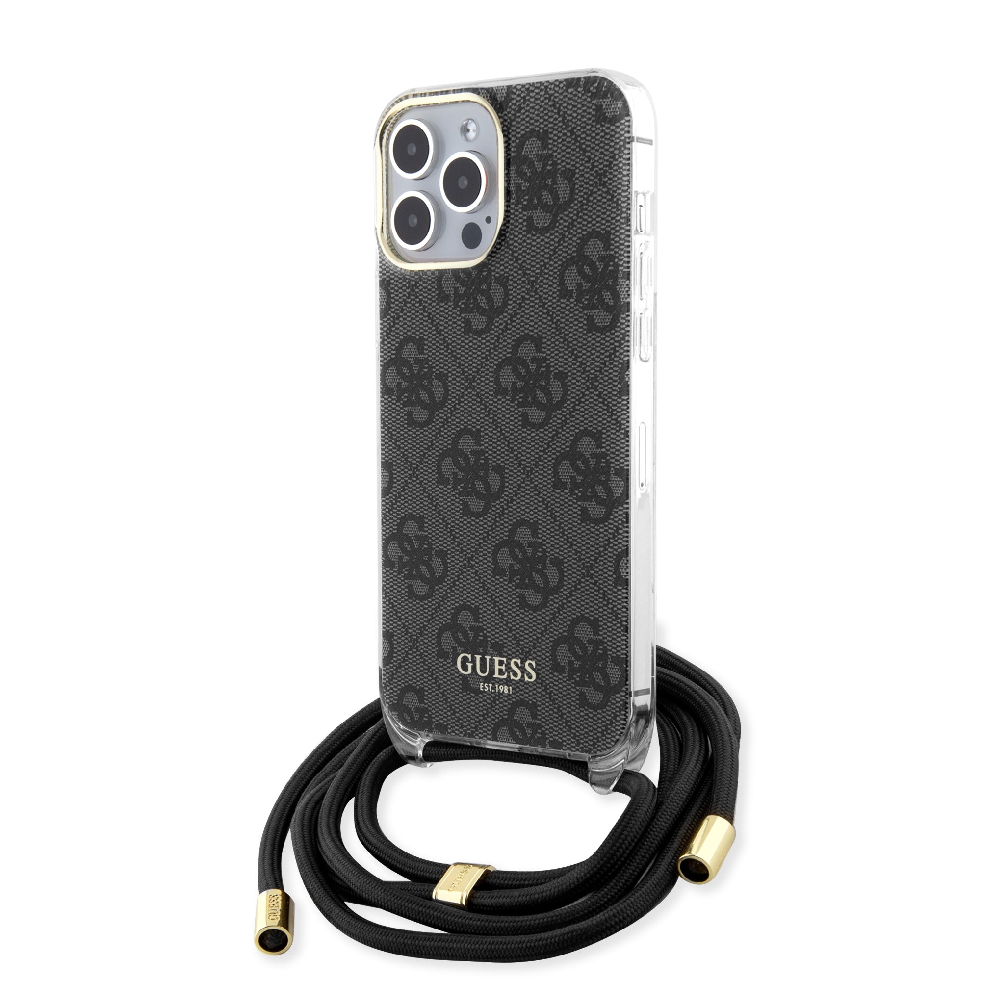 Guess "4G Logo Collection" Crossbody Hard Case Script Metal Logo Θήκη Προστασίας Από Σιλικόνη Με Λουράκι – Iphone 15 Pro (Μαύρο – Guhcp15Lhc4Sek) – Θήκη για κινητό από το PhoneBazaar.gr