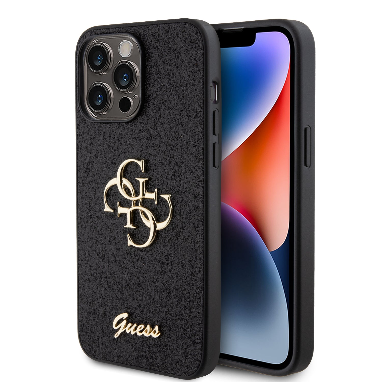 Guess Fixed Glitter 4G Logo Case Θήκη Προστασίας Από Σιλικόνη – Iphone 15 Pro Max (Black – Guhcp15Xhg4Sgk) – Θήκη για κινητό από το PhoneBazaar.gr