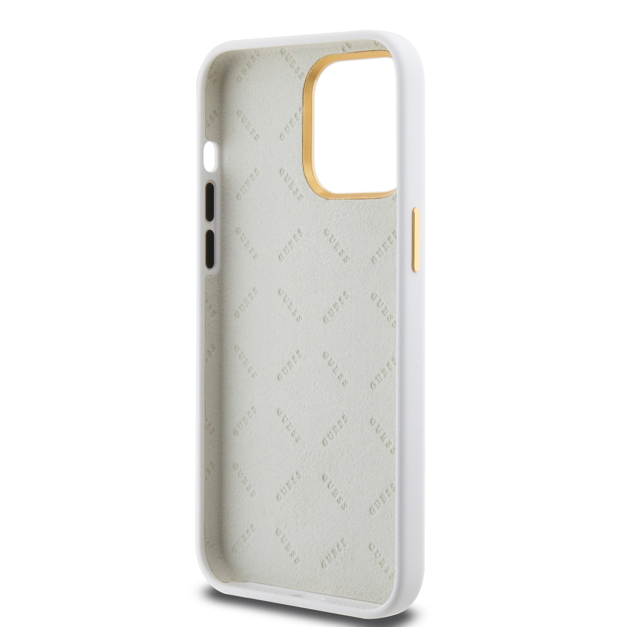 Guess "4G Strass Logo Collection" Case Θήκη προστασίας από σιλικόνη – iPhone 15 Pro Max (White – GUHCP15XM4DGPH)