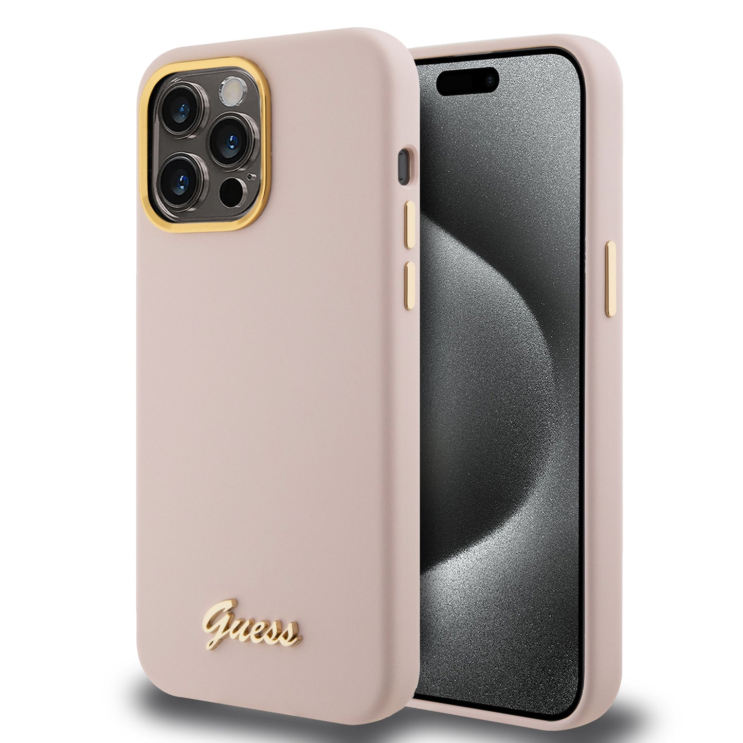 Guess “Vintage Script Gold Logo Collection” Σκληρή Θήκη Προστασίας Από Σιλικόνη – Apple Iphone 15 Pro Max (Ροζ  – Guhcp15Xsmbslp) – Θήκη για κινητό από το PhoneBazaar.gr