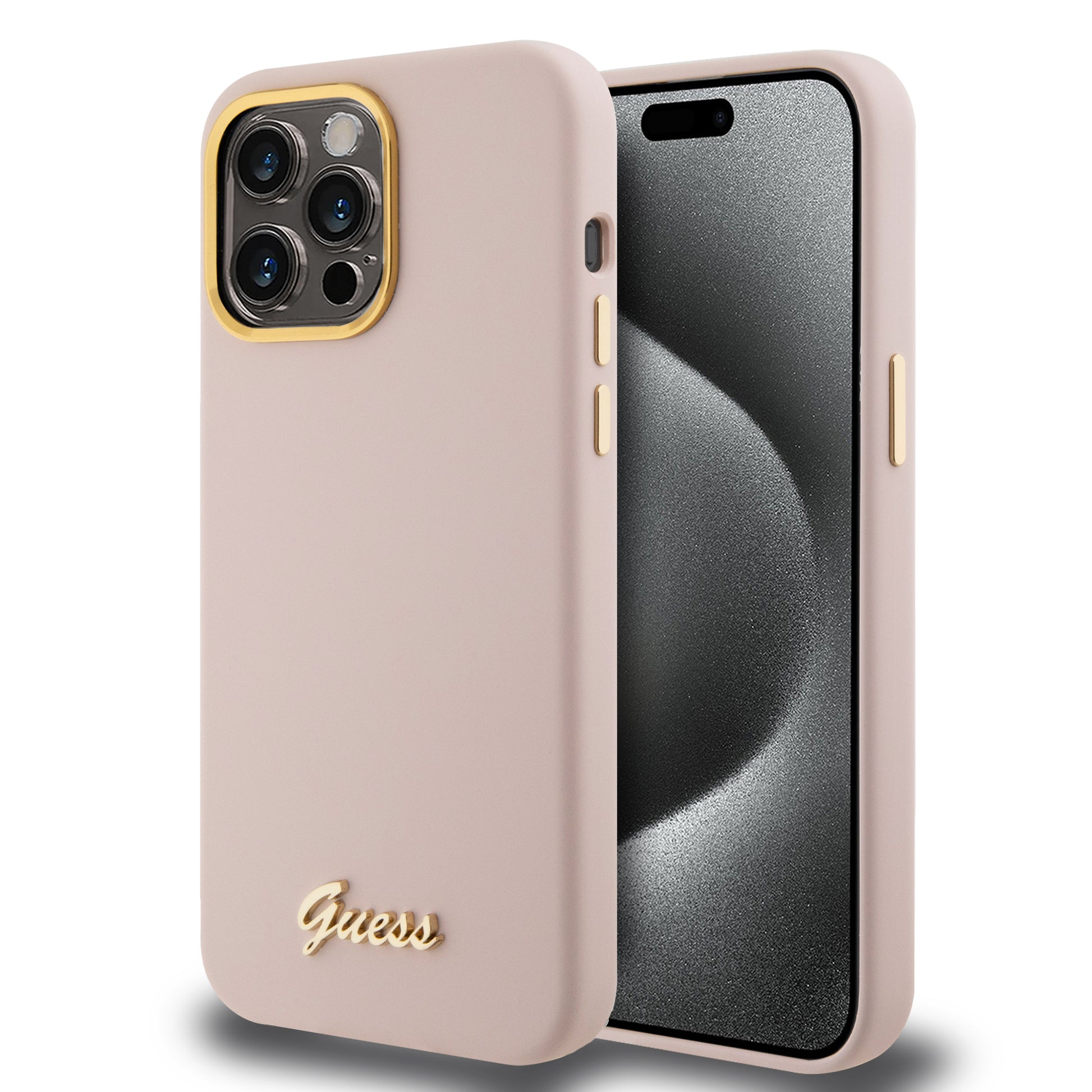 Guess “Vintage Script Gold Logo Collection” Σκληρή Θήκη Προστασίας Από Σιλικόνη – Apple Iphone 15 Pro Max (Ροζ  – Guhcp15Xsmbslp) – Θήκη για κινητό από το PhoneBazaar.gr