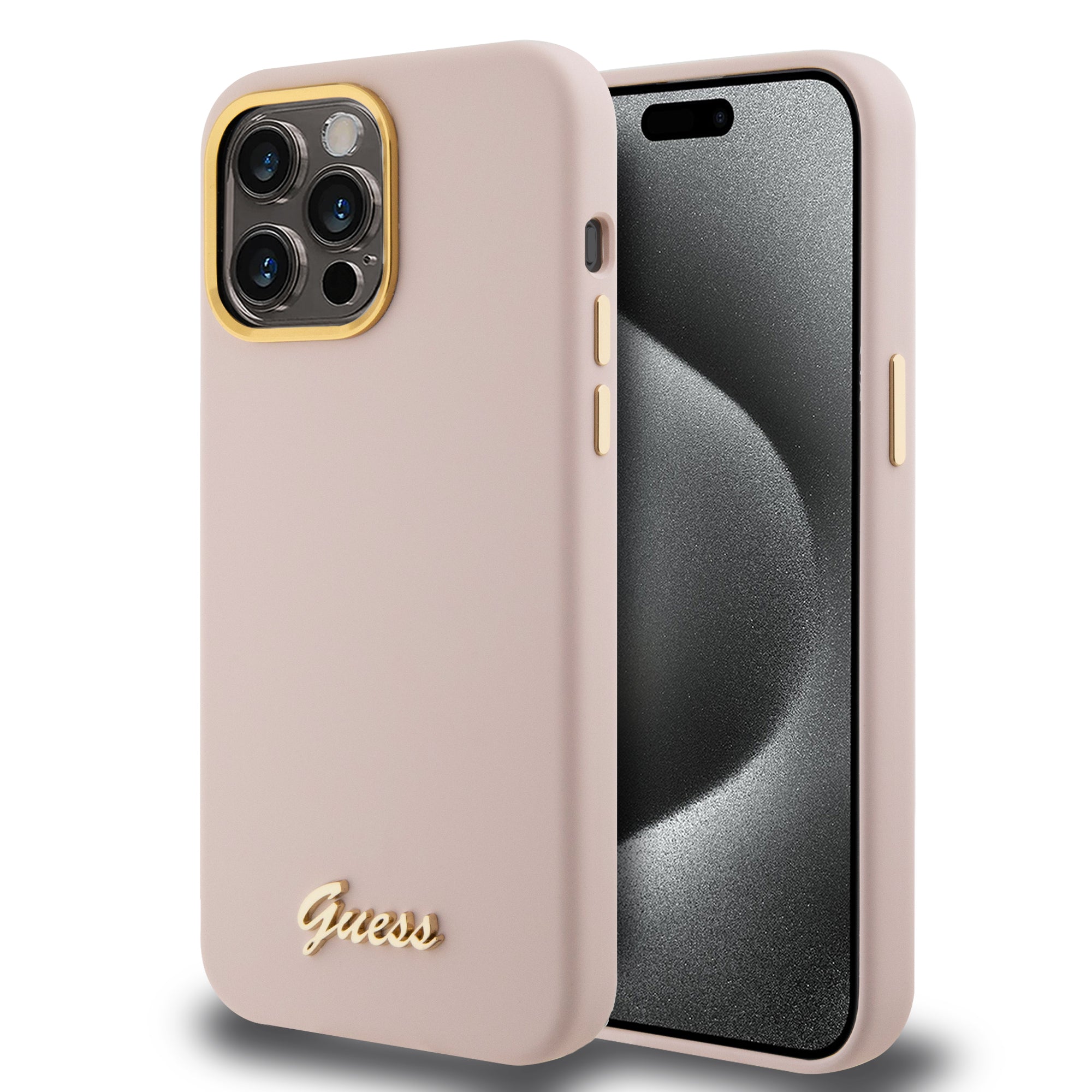 Guess “Vintage Script Gold Logo Collection” Σκληρή Θήκη Προστασίας Από Σιλικόνη – Apple Iphone 15 Pro Max (Ροζ  – Guhcp15Xsmbslp) – Θήκη για κινητό από το PhoneBazaar.gr
