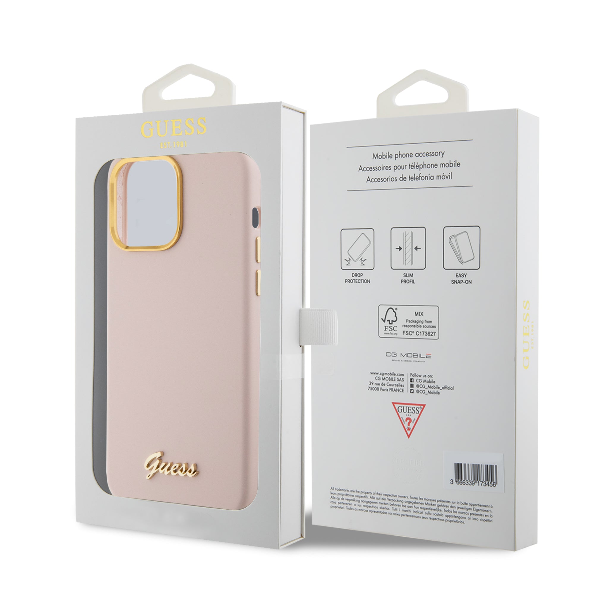Guess “Vintage Script Gold Logo Collection” Σκληρή Θήκη προστασίας από σιλικόνη – Apple iPhone 15 Pro Max (Ροζ  – GUHCP15XSMBSLP)