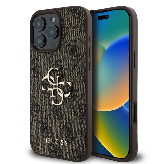 Guess “4G Logo Collection” Hard Case Pu Case Θήκη Προστασίας Από Δερματίνη – Iphone 16 Pro (Καφέ – Guhcp16L4Gmgbr) – Θήκη για κινητό από το PhoneBazaar.gr