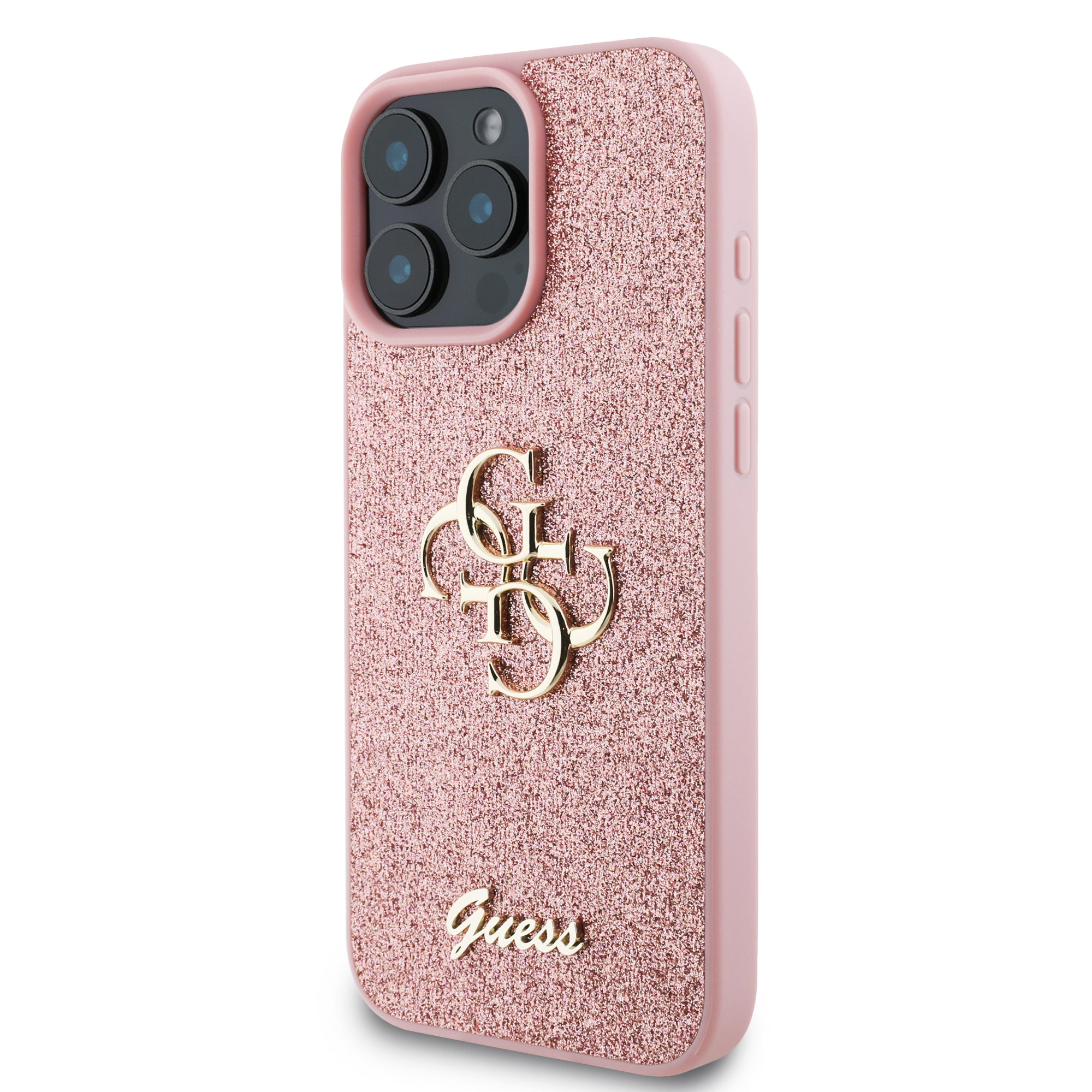 Guess Fixed Glitter Big 4G Logo Case Θήκη προστασίας από σιλικόνη – iPhone 16 Pro (Ροζ – GUHCP16LHG4SGP)