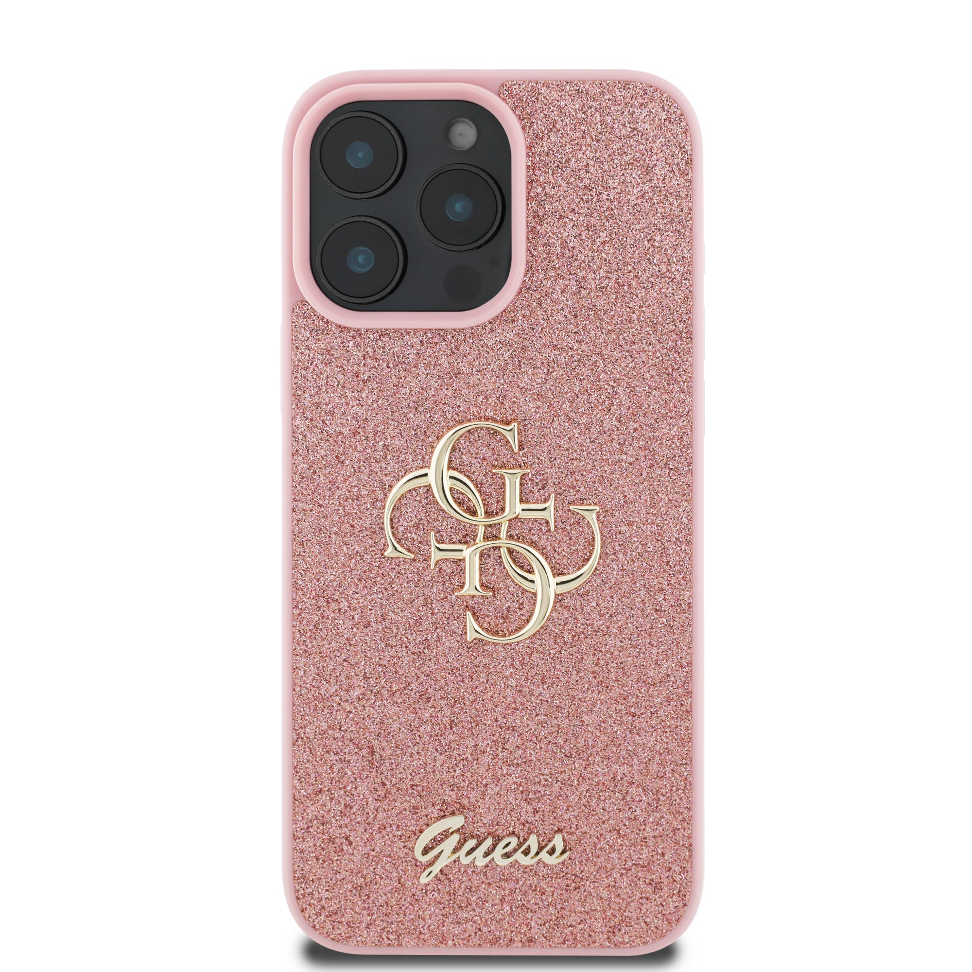 Guess Fixed Glitter Big 4G Logo Case Θήκη προστασίας από σιλικόνη – iPhone 16 Pro (Ροζ – GUHCP16LHG4SGP)