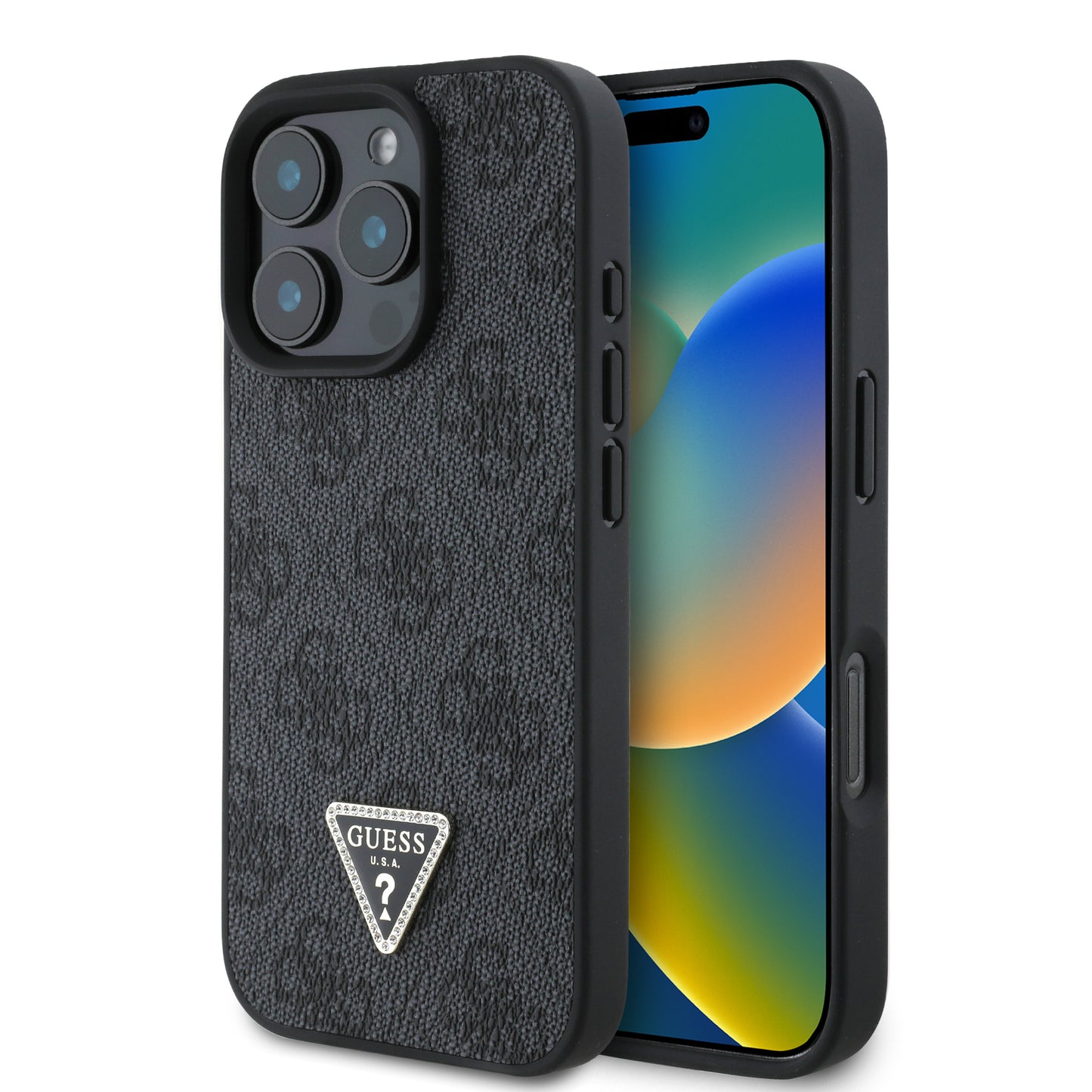Guess “4G Triangle Strass Collection” Hard Case Θήκη Προστασίας Από Δερματίνη– Iphone 16 Pro (Μαύρο – Guhcp16Lp4Tdpk) – Θήκη για κινητό από το PhoneBazaar.gr