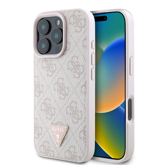 Guess “Triangle Metal Logo Strass Collection” Case Θήκη Προστασίας Από Δερματίνη – Iphone 16 Pro (Ροζ – Guhcp16Lp4Tdpp) – Θήκη για κινητό από το PhoneBazaar.gr