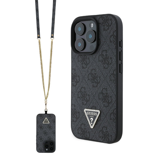 Guess “Metal Logo Strass Collection” Case Θήκη Προστασίας Crossbody Από Δερματίνη– Iphone 16 Pro (Μαύρο – Guhcp16Lp4Tdscpk) – Θήκη για κινητό από το PhoneBazaar.gr