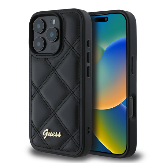 Guess “Quilted Metal Logo Collection” Case Θήκη Προστασίας Από Δερματίνη – Iphone 16 Pro (Μαύρο – Guhcp16Lpsqsqsk) – Θήκη για κινητό από το PhoneBazaar.gr