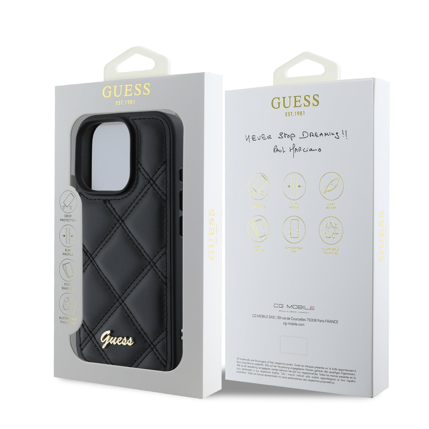 Guess “Quilted Metal Logo Collection” Case Θήκη προστασίας από δερματίνη – iPhone 16 Pro (Μαύρο – GUHCP16LPSQSQSK)